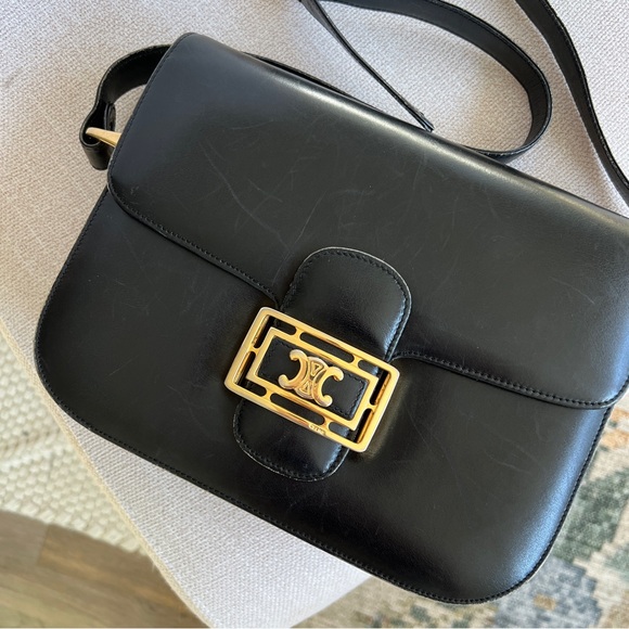 RARE Vintage CELINE Triomphe Boxcalf Shoulder Bag / CELINE Triomphe Bag - Picture 3 of 12